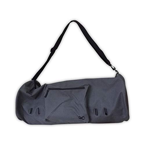 YogaAddict Yoga Pilates Mat Bag Compact, Full Zipper Yoga Mat Bag, Tela Duradera con Bolsillos, Correa de Hombro Ajustable Extra Ancha - Gris Oscuro (Extra Grande 29 