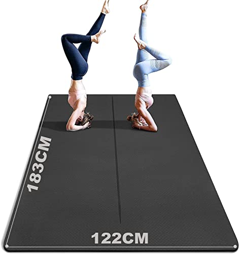 Esterilla de yoga XXL, 183 x 122 cm, esterilla de yoga con bolsillos, 8 mm de grosor, esterilla deportiva, antideslizante, esterilla de gimnasia TPE para casa y exterior