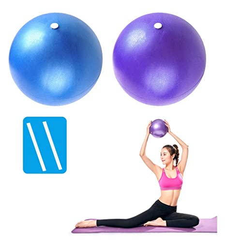 PROVO 2 Piezas mini Pelotas de Ejercicios para Pilates y Yoga, Ejercicios básicos para abdominales, rehabilitación de Hombros - Balón Anti explosión (22-25cm, Azul y Morado)
