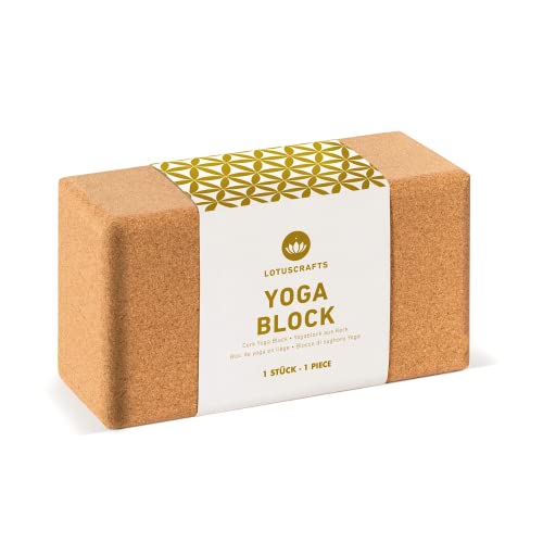 Lotuscrafts Bloque de Yoga de Corcho Supra Grip - fabricación ecológica - bloque de yoga de corcho natural - bloque de corcho para yoga y pilates - bloque de yoga para principiantes y avanzados - Grande