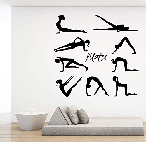 YFKSLAY Calcomanía de Pared Belleza Pilates Adhesivo Vinilo Decoraciones de Arte para Yoga Estudio Dormitorio Decoración Calcomanía Pegatinas Mural