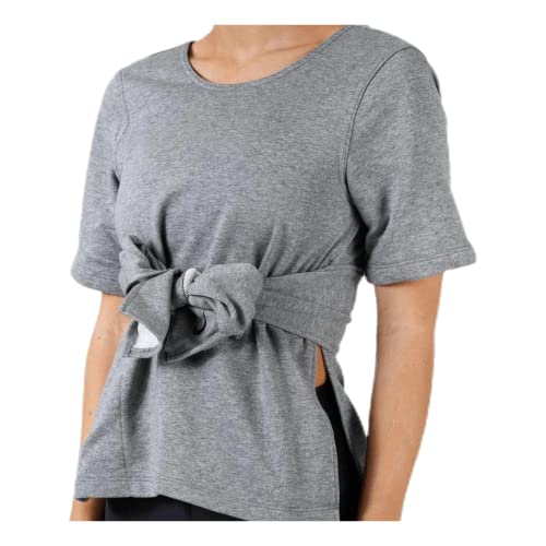Nike W Nk Studio SS Wrap Top Camiseta, Mujer, Carbon Heather/Black, XS