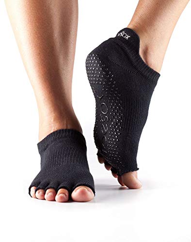 Toesox Half Toe Low Rise Calcetines de Yoga, Unisex Adulto, Negro, M