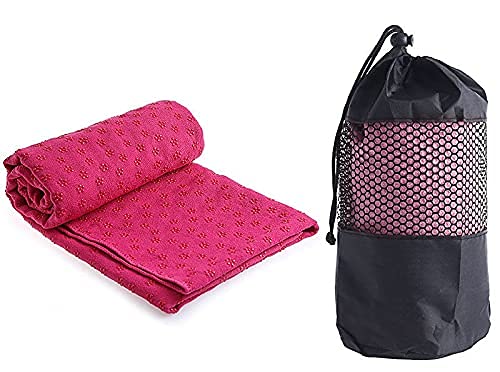 Toalla de yoga antideslizante y de secado rápido - Toalla de microfibra para yoga ideal para hot yoga [rosado, 183 x 61 cm]