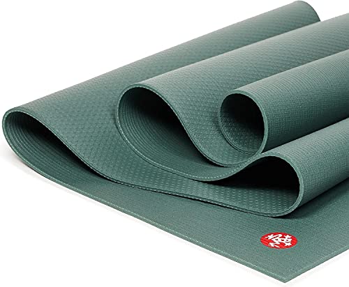 Manduka PROlite - Tapete de viaje de 4,7 mm de grosor, agarre de alto rendimiento, ultra amortiguación para apoyo y estabilidad en yoga, pilates, gimnasio y fitness general, 71 pulgadas, salvia negra